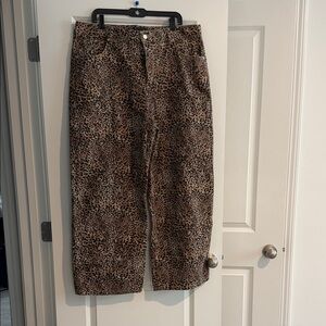 ASOS Leopard Print Boyfriend Jeans - Brown